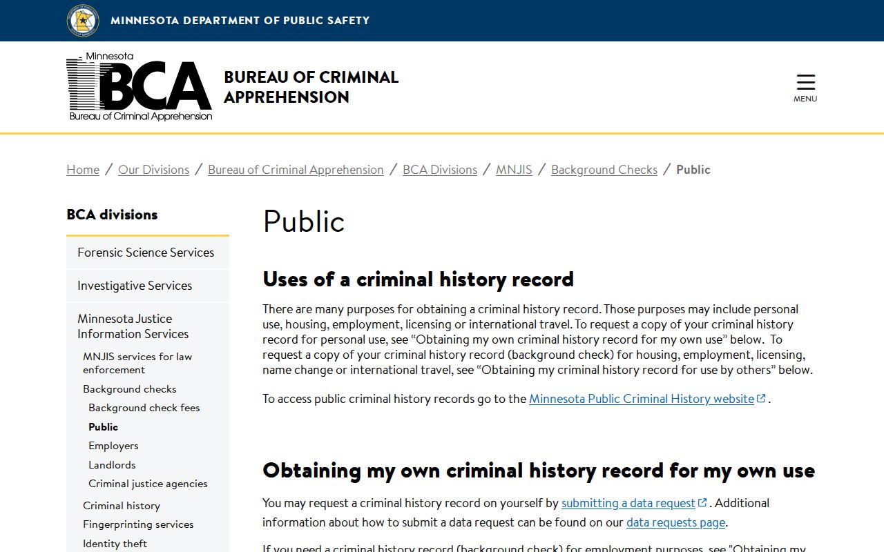 St. Louis County resident lookup guidance from Minnesota BCA public records