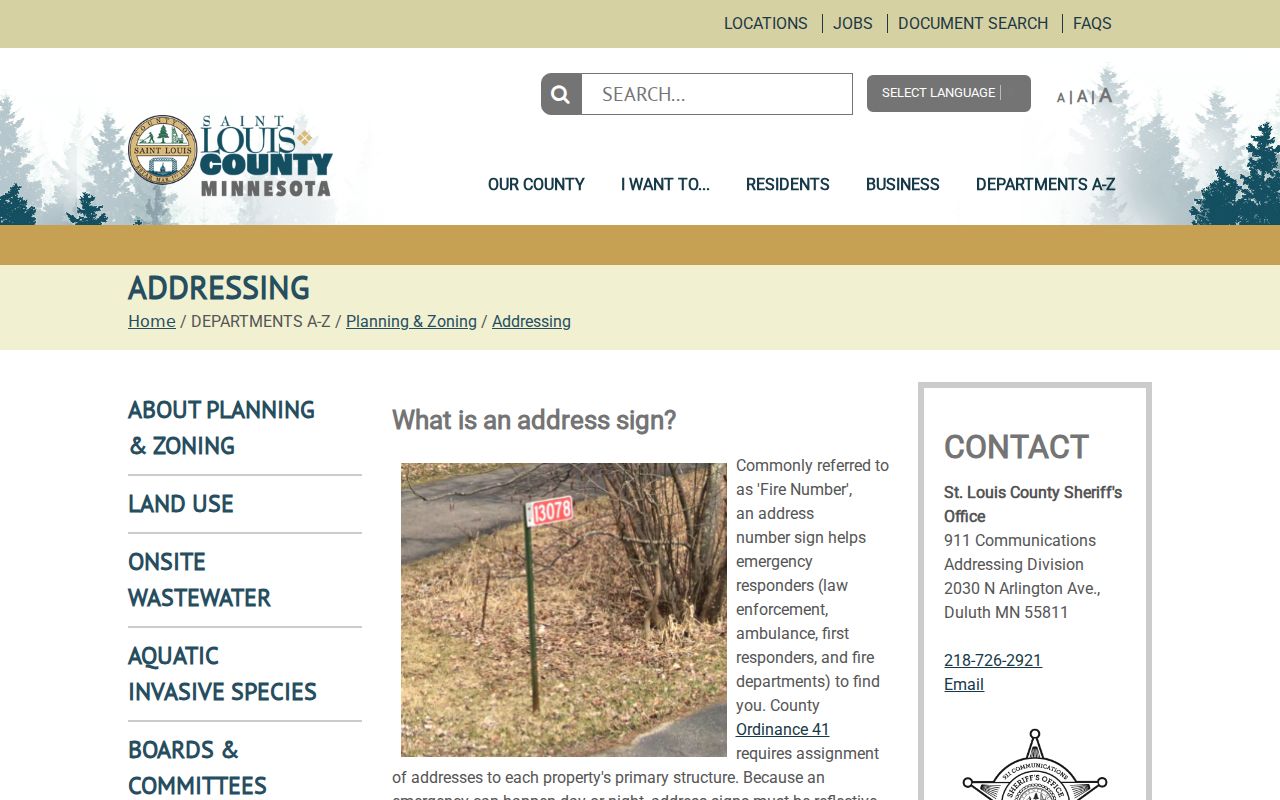 St. Louis County ZIP code directory 911 addressing guidance
