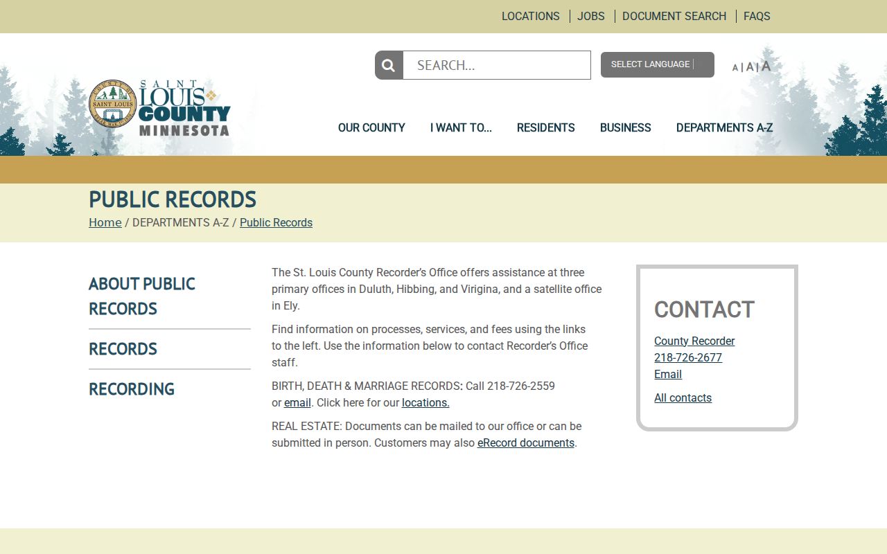 St. Louis County residents directory public records gateway
