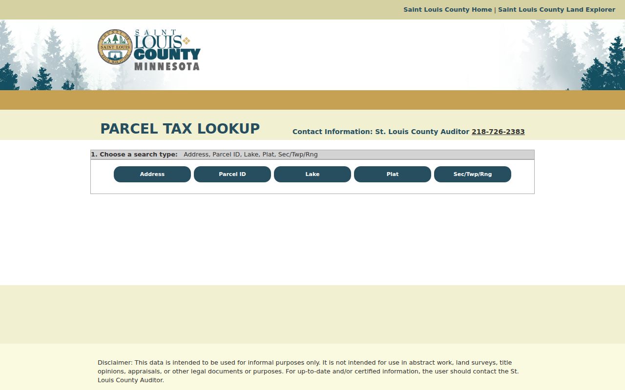 St. Louis County street directory Parcel Tax Lookup search modes