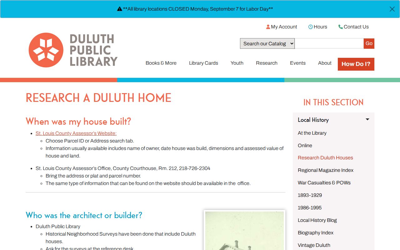 St. Louis County previous residents Duluth house-history workflow