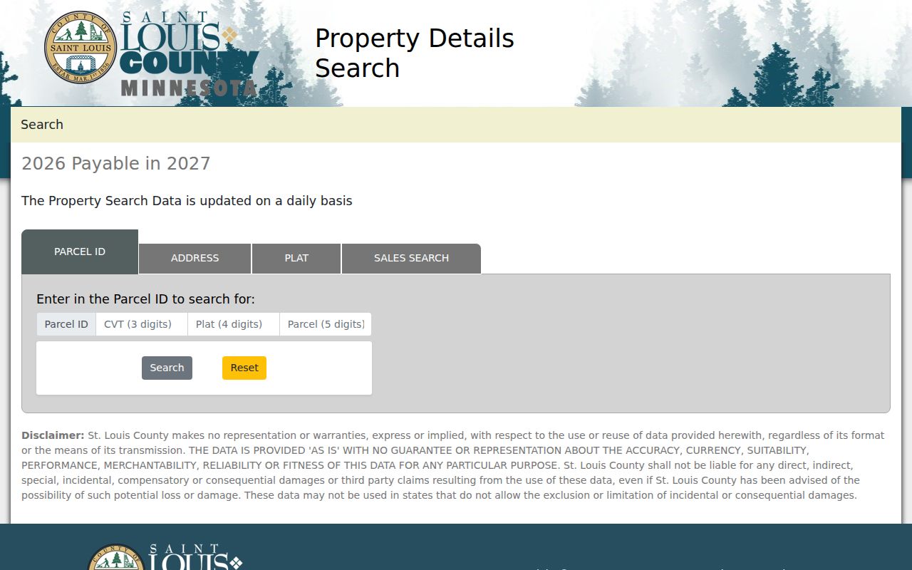 St. Louis County residents directory Assessor Property Search controls